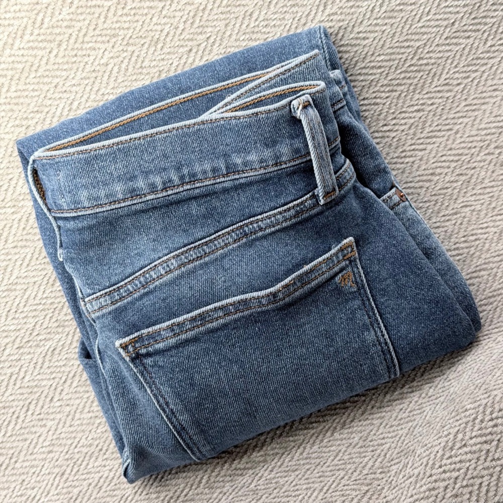 Madewell Womens High Rise Slim Straight Jeans Medium Wash Blue Denim